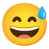 grinning face with sweat
