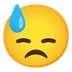 downcast face with sweat