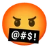 face with symbols on mouth
