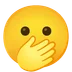 face with open eyes and hand over mouth